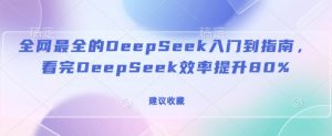 全网最全的DeepSeek入门到指南,看完DeepSeek效率提升80%(建议收藏)-风淘社