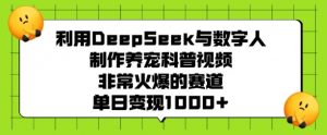 利用DeepSeek与数字人制作养宠科普视频,非常火爆的赛道,单日变现多张-风淘社