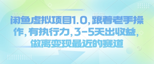闲鱼虚拟项目1.0,跟着老手操作,有执行力,3-5天出收益,做离变现最近的赛道-风淘社