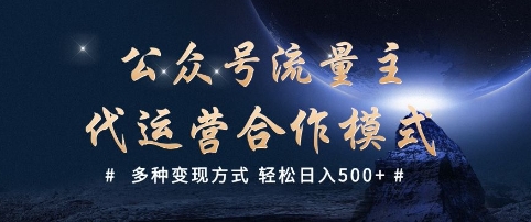 公众号流量主代运营  多种变现方式 轻松日入5张【揭秘】-风淘社