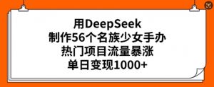 用DeepSeek制作56个名族少女手办,热门项目流量暴涨,单日变现多张-风淘社