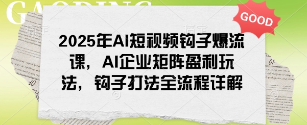 2025年AI短视频钩子爆流课，AI企业矩阵盈利玩法，钩子打法全流程详解-风淘社
