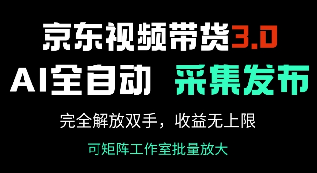 京东视频带货3.0,Ai全自动采集+自动发布,完全解放双手,收入无上限-风淘社
