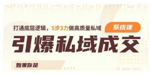 引爆私域成交力系统课,打通底层逻辑,5步3力做高质量私域-风淘社