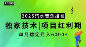 2025汽水音乐挂JI,独家技术,项目红利期,稳定月入5k【揭秘】-风淘社