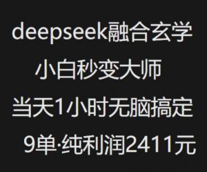 抖音小红书deepseek融合玄学,纯小白秒变大师,当天1小时无脑搞定9单,纯利润上千-风淘社