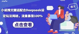 小说推文搬运配合Deepseek设定玩法揭秘,流量暴涨100%-风淘社