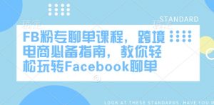 FB粉专聊单课程,跨境电商必备指南,教你轻松玩转Facebook聊单-风淘社