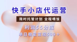 快手小店代运营3.0，模式新升级，收益55分，稳定单日5张【揭秘】-风淘社