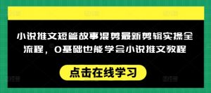 小说推文短篇故事混剪最新剪辑实操全流程,0基础也能学会小说推文教程,肯干多发日入多张-风淘社