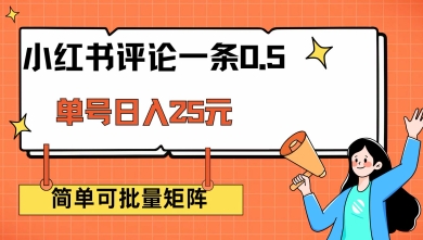 小红书评论一条0.5元 单账号一天可得25元 可矩阵操作 简单无脑靠谱【揭秘】-风淘社