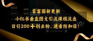小红书垂直图文引流课程流出,日引200+创业粉,速看防和谐-风淘社