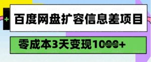 百度网盘扩容信息差项目,零成本,3天变现1k,详细实操流程-风淘社