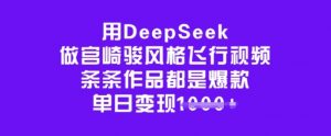 用DeepSeek做宫崎骏风格飞行视频,条条作品都是爆款,单日变现多张-风淘社