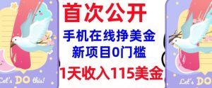 在线挣美金新项目,0门槛,1天收入115美刀,无脑操作,真正被动收入-风淘社