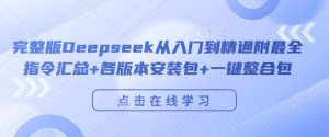 完整版Deepseek从入门到精通附最全指令汇总+各版本安装包+一键整合包-风淘社