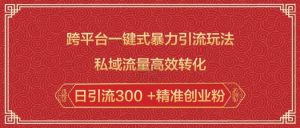 跨平台一键式暴力引流玩法,私域流量高效转化日引流300 +精准创业粉-风淘社