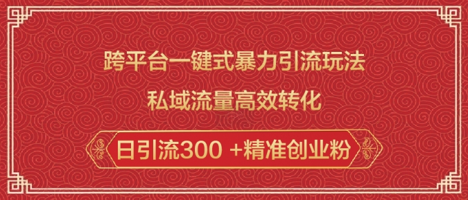 跨平台一键式暴力引流玩法,私域流量高效转化日引流300 +精准创业粉-风淘社