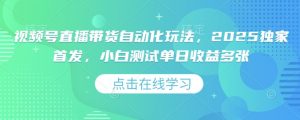 视频号直播带货自动化玩法，2025独家首发，小白测试单日收益多张【揭秘】-风淘社