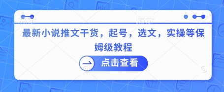 最新小说推文干货,起号,选文,实操等保姆级教程-风淘社