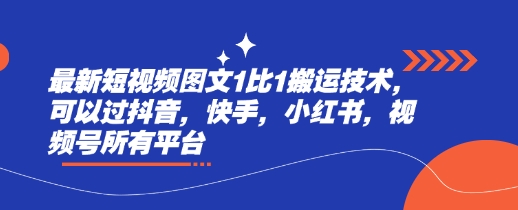 最新短视频图文1比1搬运技术,可以过抖音,快手,小红书,视频号所有平台-风淘社