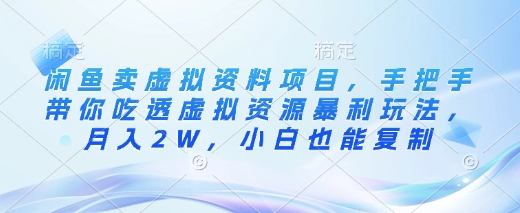 闲鱼卖虚拟资料项目，手把手带你吃透虚拟资源暴利玩法，月入2W，小白也能复制-风淘社