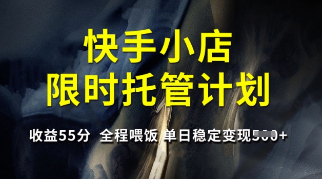 快手小店限时托管计划,收益55分,全程喂饭,单日稳定变现5张【揭秘】-风淘社