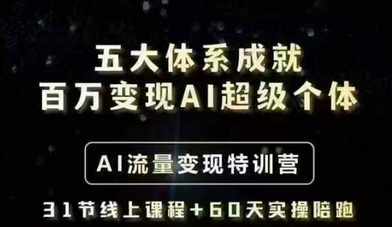 五大体系成就百万变现AI超级个体- AI流量变现特训营,一步一步教你一个人怎么年入百W-风淘社