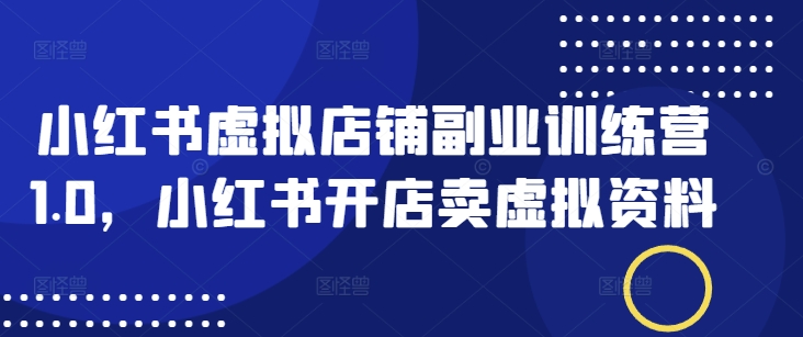 小红书虚拟店铺副业训练营1.0，小红书开店卖虚拟资料-风淘社