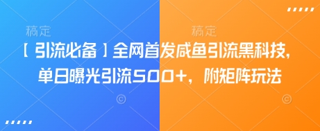【引流必备】全网首发咸鱼引流黑科技,单日曝光引流500+,附矩阵玩法【揭秘】-风淘社
