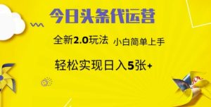 今日头条代运营，新2.0玩法，小白轻松做，每日实现躺Z5张【揭秘】-风淘社