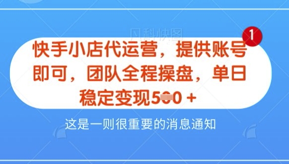 【快手小店代运营3.0】,模式新升级,收益五五分,稳定单日8张【揭秘】-风淘社