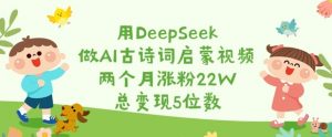 用DeepSeek做AI古诗词启蒙视频,两个月涨粉22W,总变现5位数-风淘社