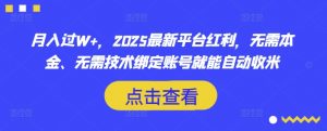 月入过W+,2025最新平台红利,无需本金、无需技术绑定账号就能自动收米-风淘社