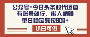公众号+今日头条双代运营,有账号就行,单日稳定变现8张【揭秘】-风淘社