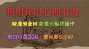 利用怀旧心理,引流创业粉,简单可矩阵操作,单日引流200+,月变现过W-风淘社