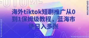 海外tiktok短剧推广从0到1保姆级教程,蓝海市场日入多张-风淘社