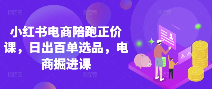 小红书电商陪跑正价课，小红书官方认证电商讲师教学，日出百单选品，电商掘进课-风淘社