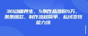 3D动画养生，5条作品涨粉5万，条条爆款，制作流程简单，私域变现能力强-风淘社