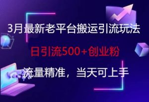 3月最新老平台搬运引流玩法,日引流500+创业粉,流量精准,当天可上手-风淘社