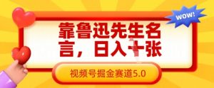 靠鲁迅先生名言,日入数张,视频号掘金赛道5.0-风淘社