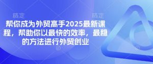 帮你成为外贸高手2025最新课程,帮助你以最快的效率,最稳的方法进行外贸创业-风淘社
