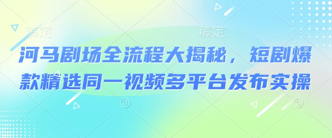 河马剧场全流程大揭秘,短剧爆款精选同一视频多平台发布实操-风淘社