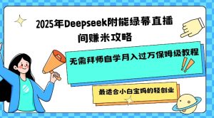 2025年Deepseek附能绿幕直播间挣米攻略无需拜师自学月入过W保姆级教程,最适合小白宝妈的轻创业-风淘社