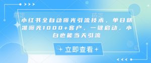 小红书全自动曝光引流技术，单日精准曝光1000+客户，一键启动，小白也能当天引流【揭秘】-风淘社