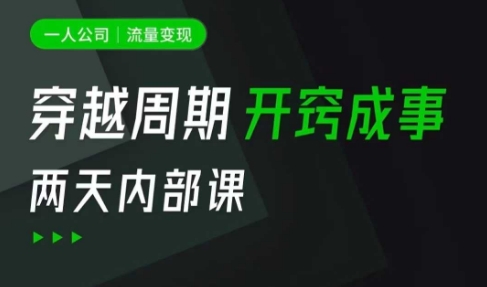 一人公司:流量变现课,一人公司的方法模型拆解, 拆解富人思维,流量思维,小老板思维等-风淘社