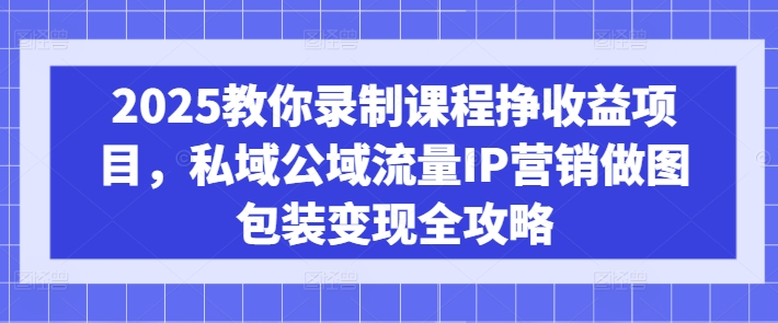 2025教你录制课程挣收益项目，私域公域流量IP营销做图包装变现全攻略-风淘社