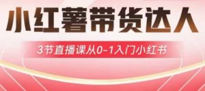 小红薯达人带货启航计划，3节直播课从0-1入门小红书-风淘社