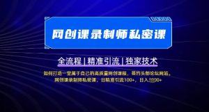 【网创课录制师私密课】如何打造一堂属于自己的高质量网创课程,网创课录制师私密课,日精准引流100+-风淘社