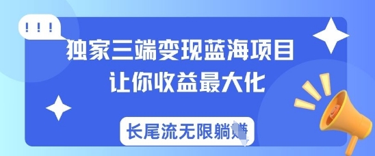 独家三端变现蓝海项目，让你收益最大化，长尾流无限躺挣-风淘社